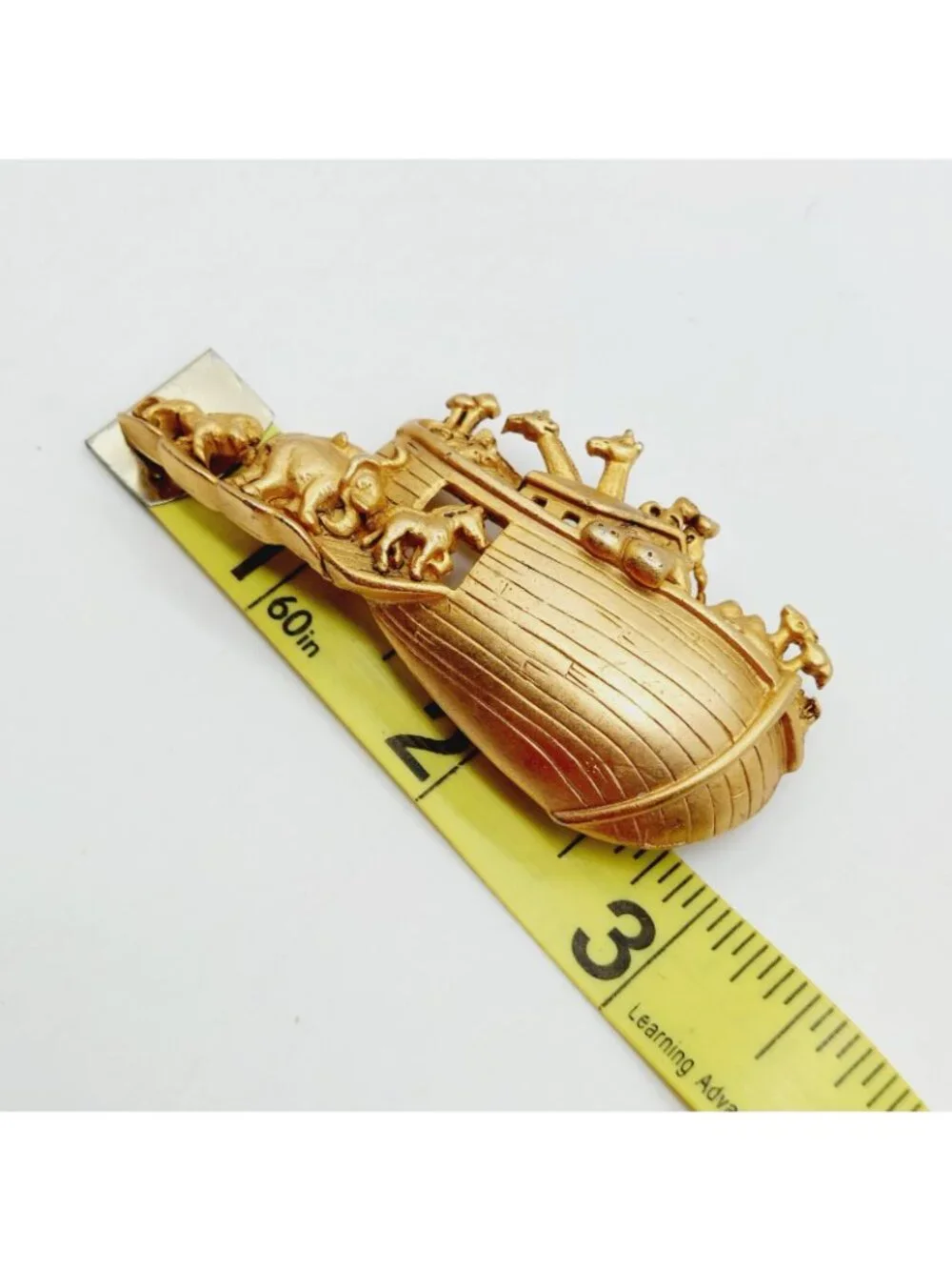 AJC Noah Ark Gold Tone Brooch Pin signed Vintage